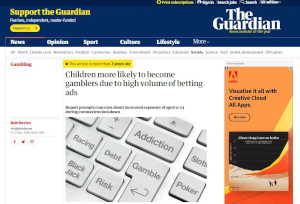 Guardian article image - Children more likely to become gamblers due to high volume of betting ads